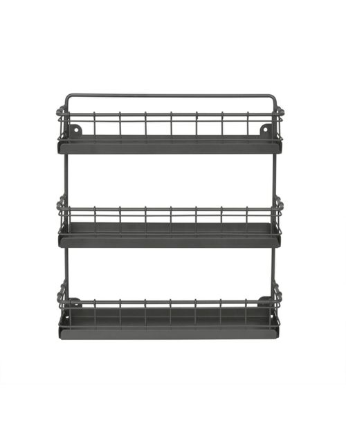 Vintage-like Living Wall Mount 3-Tier Spice Rack - Slate