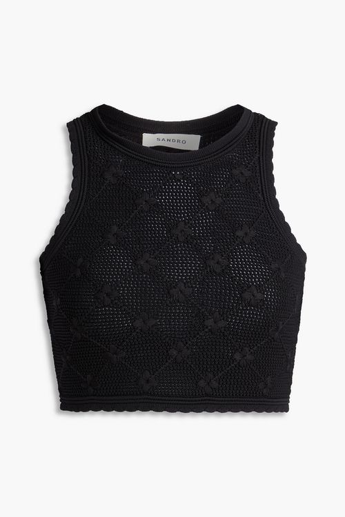 Cropped knitted top - Black - 4