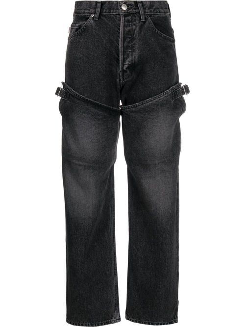 Detailed straight-leg jeans - Black