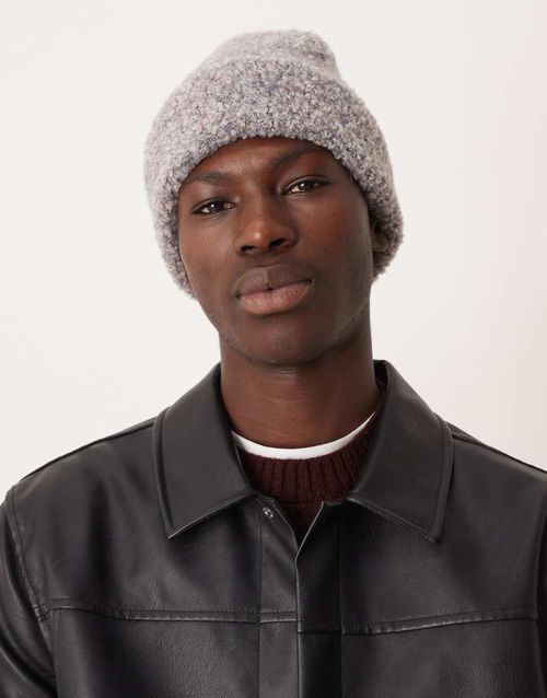 Boucle beanie in gray