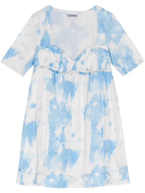 Graphic-print satin minidress - Blue