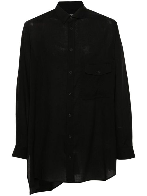 Asymmetric poplin shirt - Black