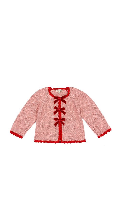 Wild Wawa Velvet Bow Sweater in Pink. 3/4. Also