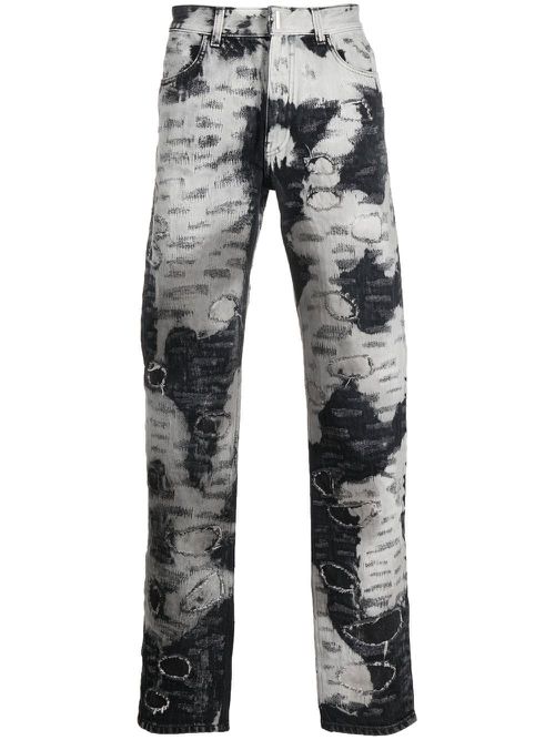 Distressed two-tone jeans - Neutrals