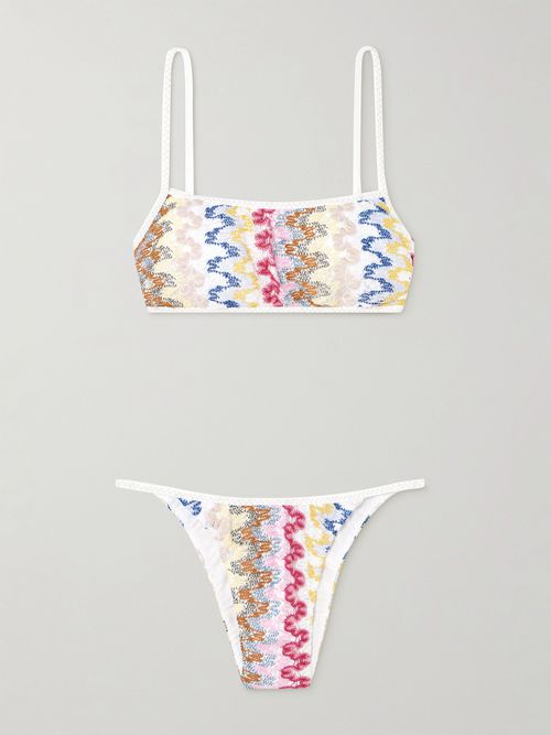 Mare Metallic Crochet-knit Bikini - White