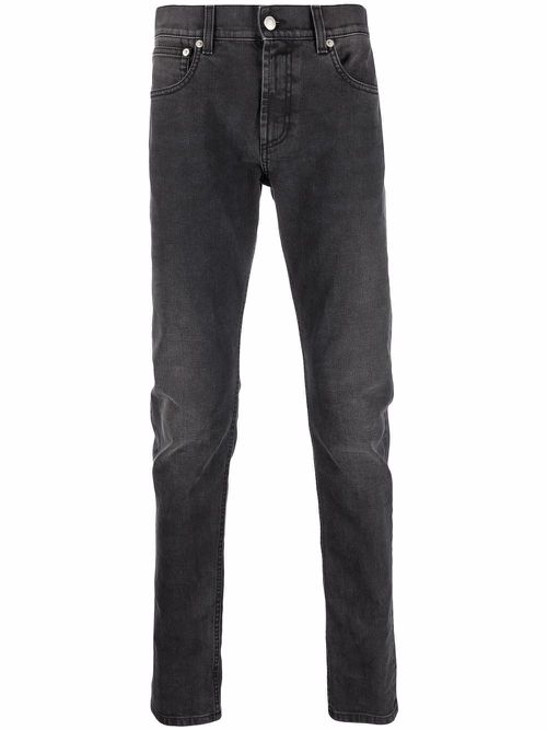 Logo-embroidered skinny jeans - Black