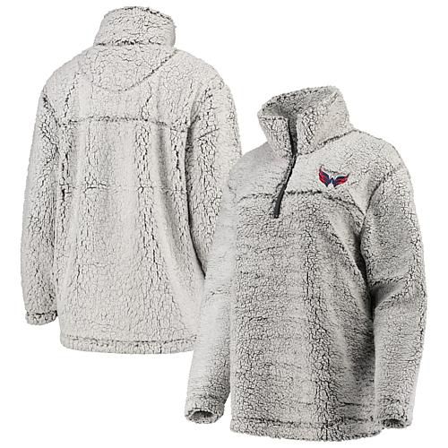 Women's Gray Washington Capitals Sherpa Quarter-Zip Pullover Jacket - XL