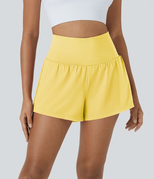 SoftlyZero™ Airy Super High Waisted Cool Touch Yoga Shorts with Pockets Gym Short - Goldfinch