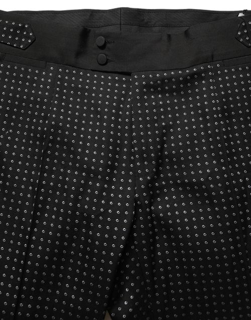 Polka-Dot Jacquard Trousers — Black