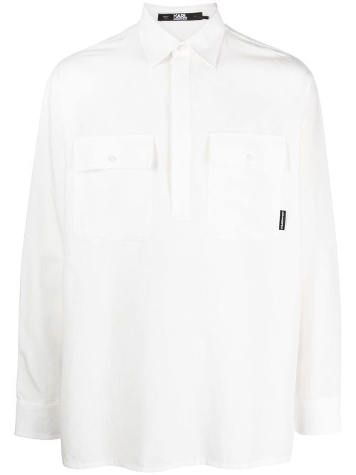 Chest-pocket pullover shirt - White