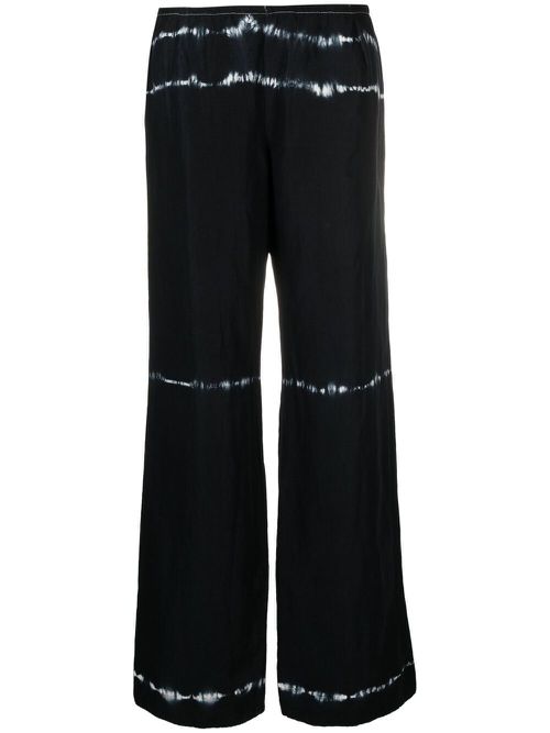 2000s tie-dye print wide-leg trousers - Blue