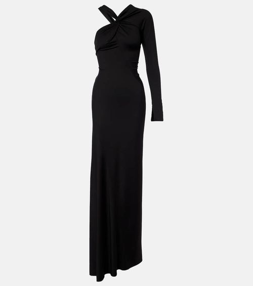 Ruched one-shoulder maxi dress
