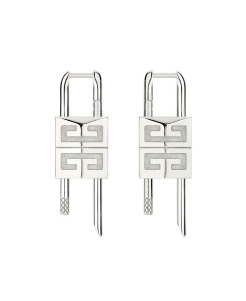 Lock earrings in metal
