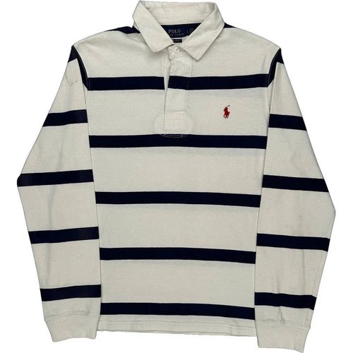 Polo By Ralph Lauren Striped Rugby Shirt - Large Navy Cotton