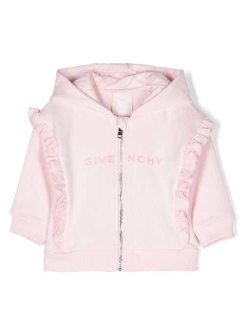 Logo-print zipped hoodie - Pink