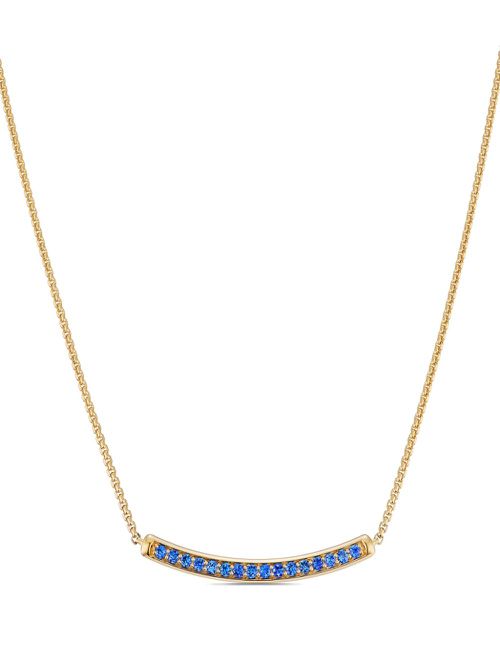 18kt yellow gold Petite Pavé Bar sapphire necklace