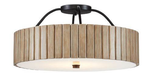 Tetterby 1-Light Semi-Flush Mount in Black with Natura