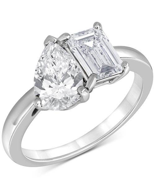 Igi Certified Lab Grown Diamond Two Stone Ring (3 ct. t.w.) in 14k White Gold - White Gold