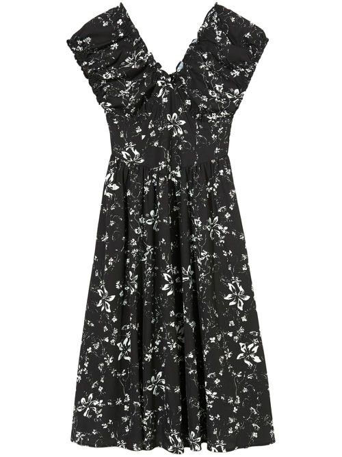 Floral-print midi dress - Black