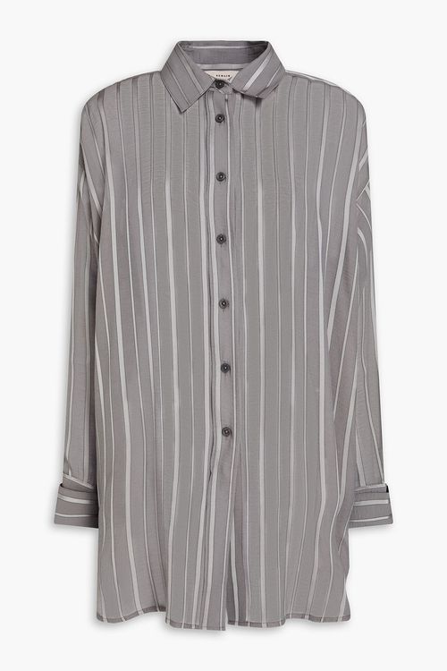 Oversized striped georgette shirt - Gray - DE 32