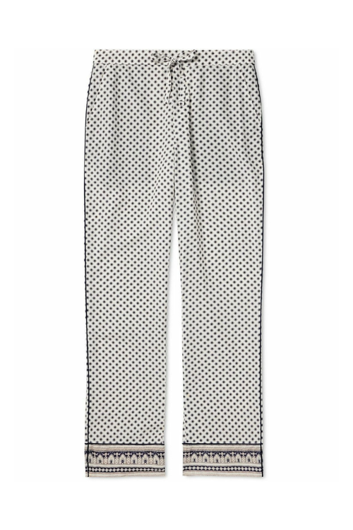 Polka Dot Lyocell Trousers — White