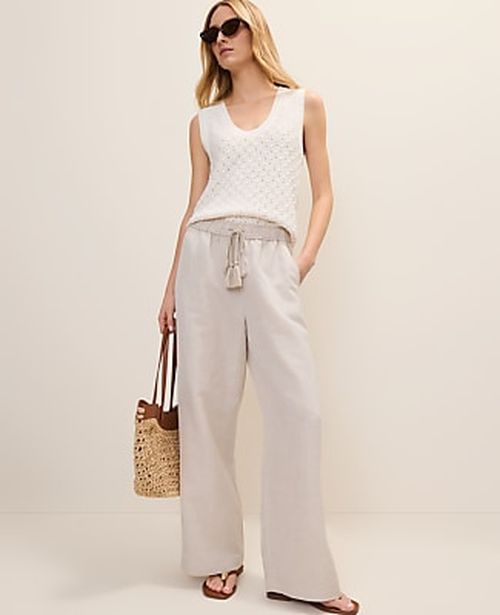 Ann Taylor Weekend Easy Fit Wide-Leg Pant in Linen Blend