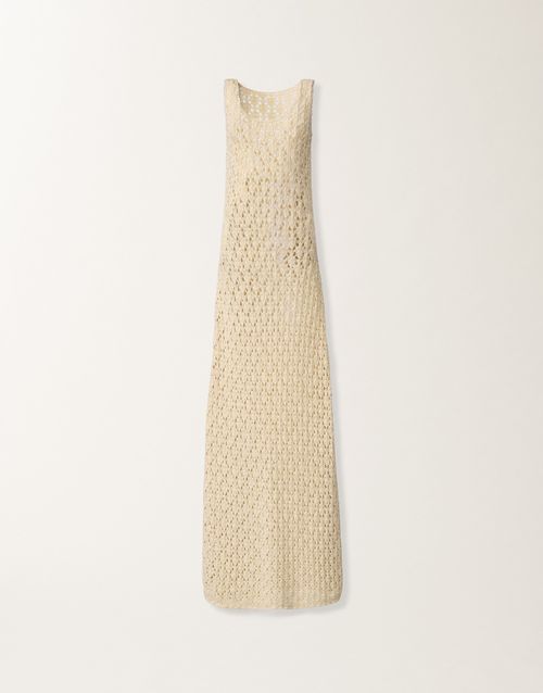 Cotton ribbon dress with sequins, butter