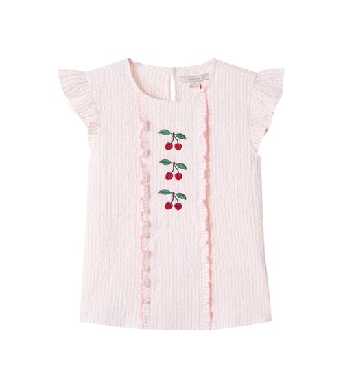 Konges Sløjd Ellie embroidered cotton seersucker top