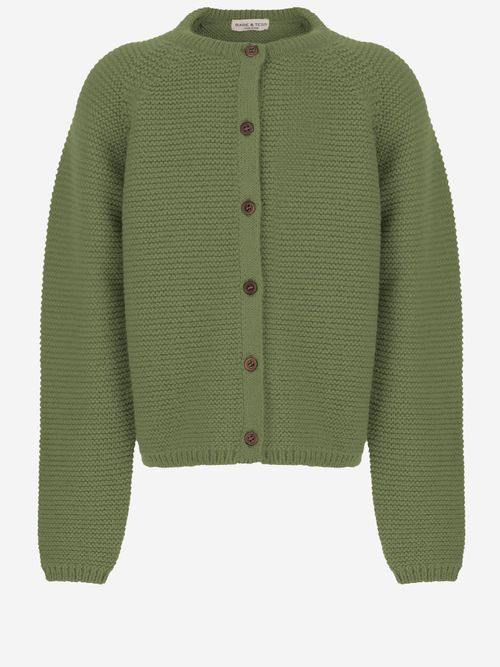 Alpaca Blend Knit Cardigan — Green