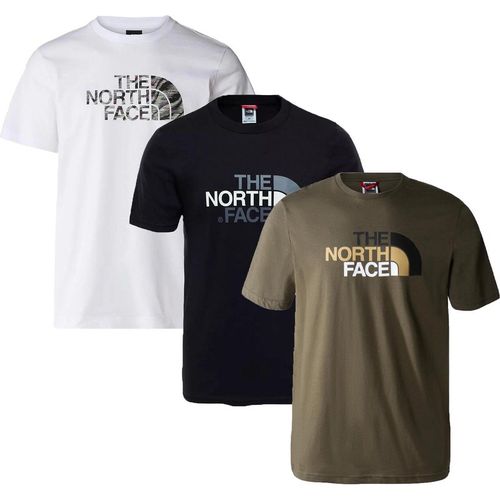 The North Face Mens 3 Pack Men’s Easy Tee T Shirt White/Black/Taupe - Multicolour Cotton - Large