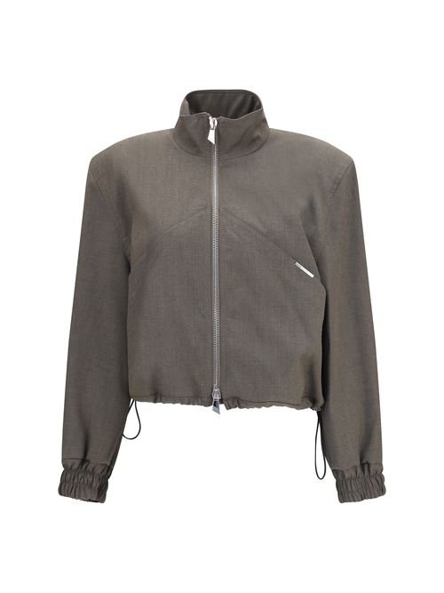 Wool-Blend Bomber Jacket — Gray