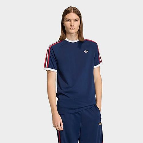 Men's Originals adicolor Sport 3-Stripes T-Shirt in Night Indigo/Better Scarlet/White