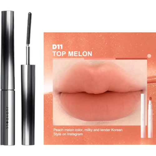 Judydoll - 3D Curling Eyelash Iron Mascara Curly - 2g - 01 Black + Cushion Lip Powder Cream - 1.8g - D11 Top Melon Set