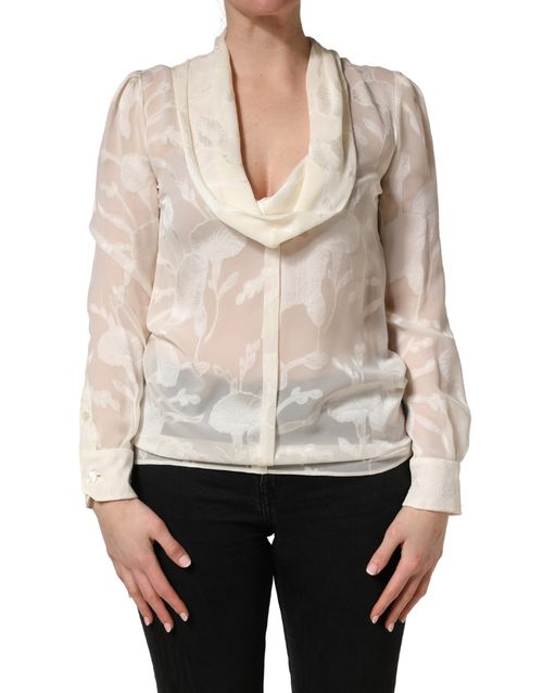 Floral Silk Blouse — White