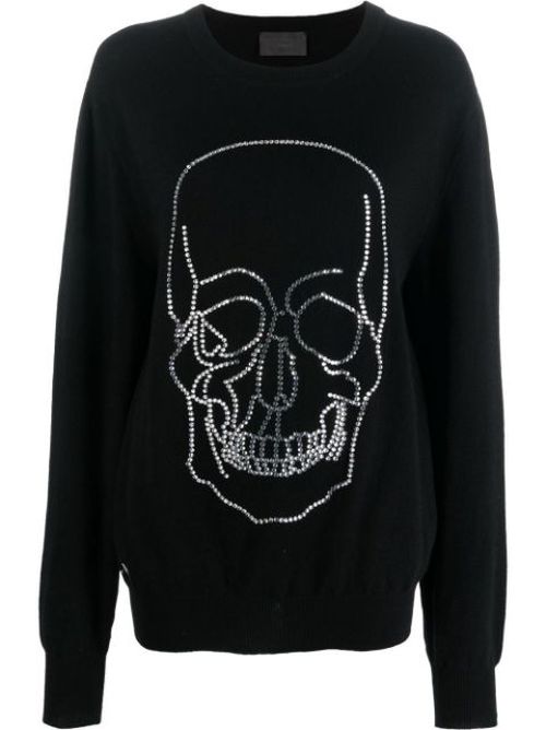Studded-skull cashmere pullover