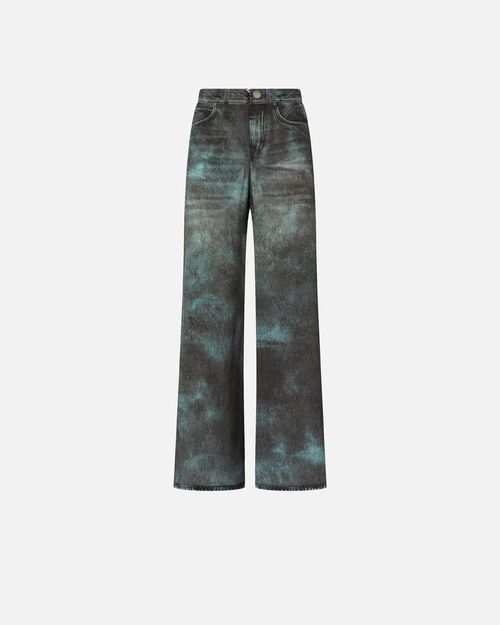 Wide-leg trousers with trompe-l'ail print