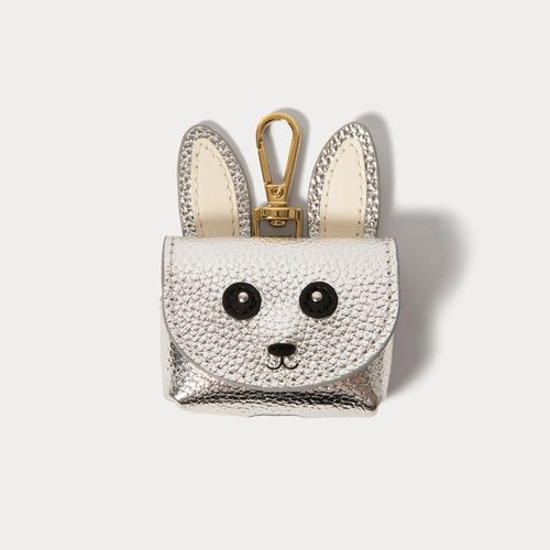 Bunny Animal AirPods Clip-On Pouch in Bunny Silver/Gold | _ / AirPods Pro / Pro 2 | Genuine Leather |