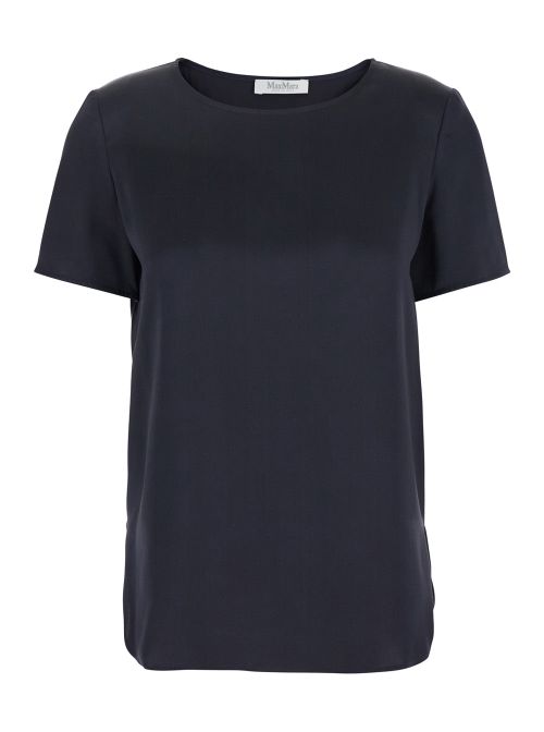 Silk Crewneck T-Shirt — Navy