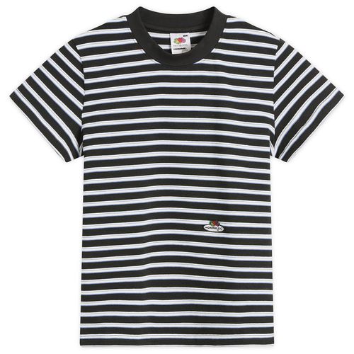 Women's Striped Baby T-Shirt in Baby Blue