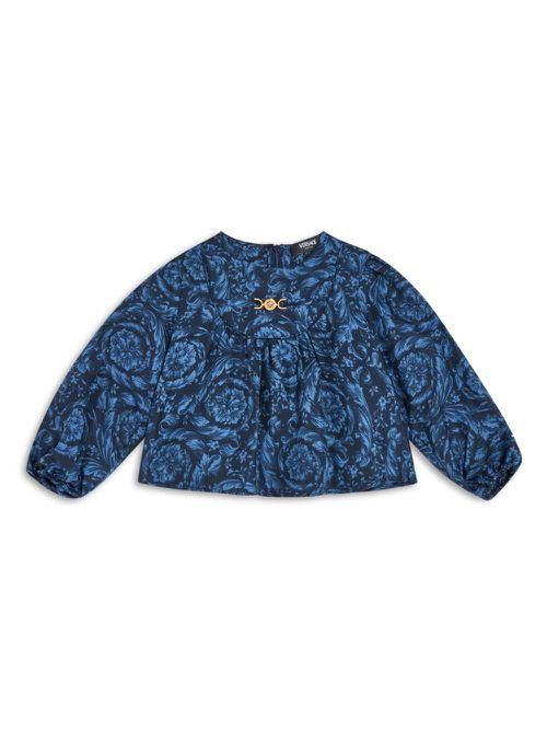 Logo-plaque silk blouse - Blue
