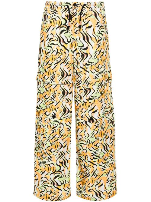 Animal-print straight-leg trousers - Orange