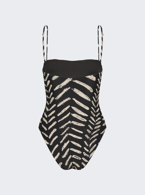 Whispering Tides One Piece Black And Ecru