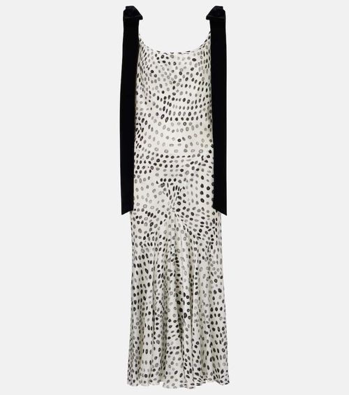 Polka-dot satin midi dress