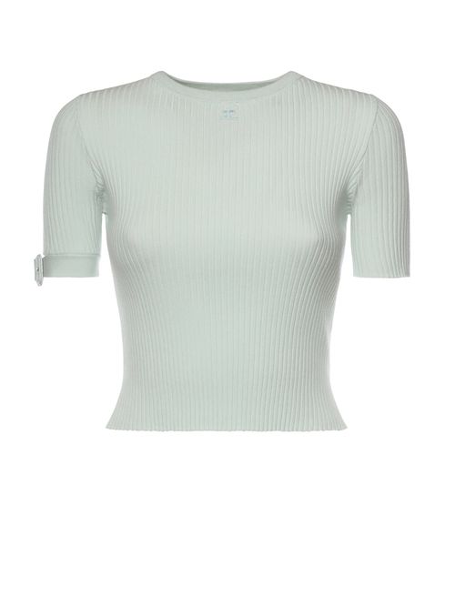 Ribbed Knit Cropped Top With Logo