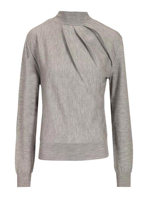 Draped Wool Blend Turtleneck Sweater