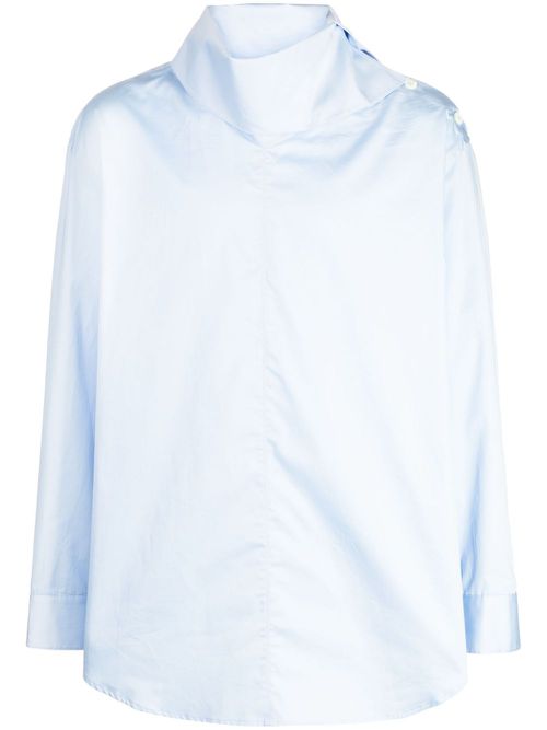 Oversize-pointed collar cotton shirt - Blue