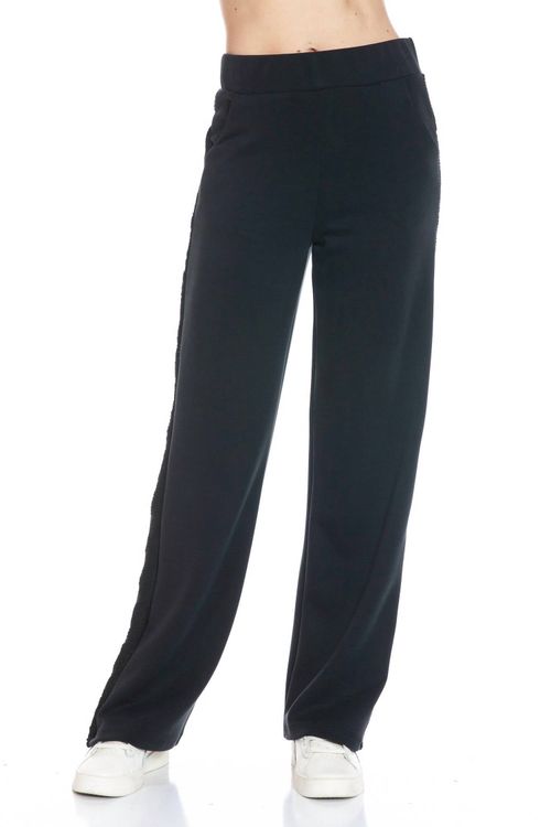 Straight Leg Pants W/ Contrast In Black