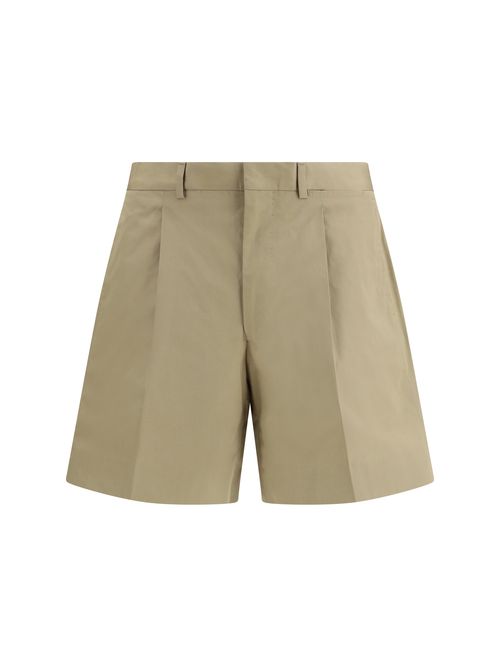 Tailored Cotton Bermuda Shorts — Beige