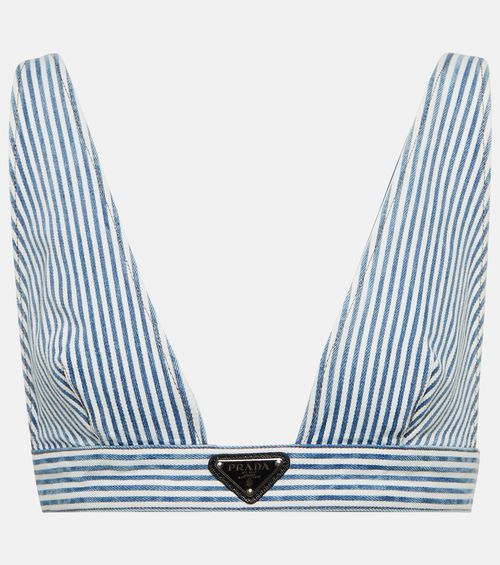Striped denim bralette