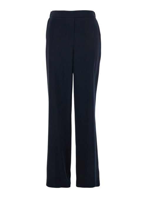 Wide-Leg Technical Polyester Trousers — Blue